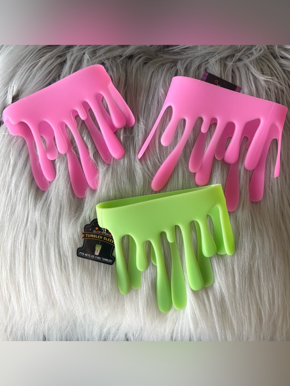 Set of 3 Target Bullseye 2025 Green and 2026 Pink Slime Glowing Tumbler Sleeves
